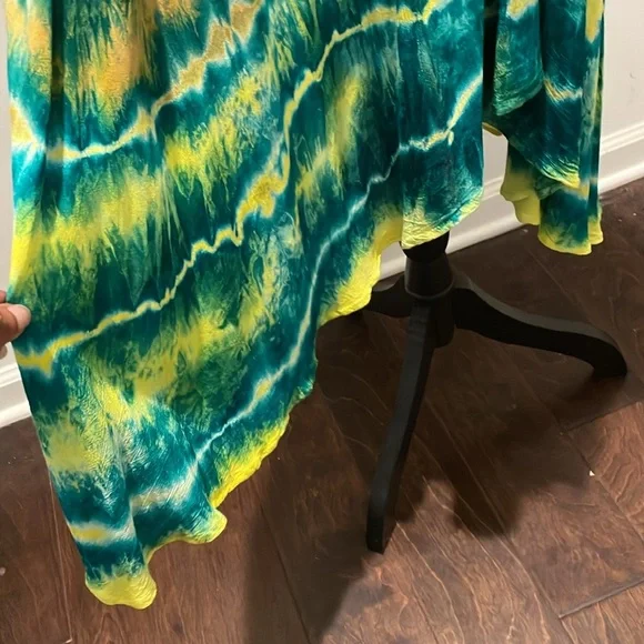 Wine’s Tie-Dye Summer Dress Short Sleeves Embroidered Size OS - Picture 10 of 13